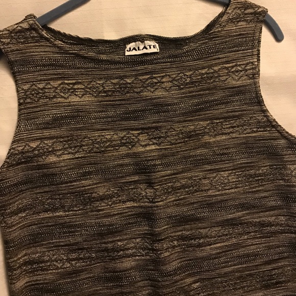 EUC - Vintage Jalate Sleeveless Dress - Brown/ Black with Gold Thread - Picture 3 of 9